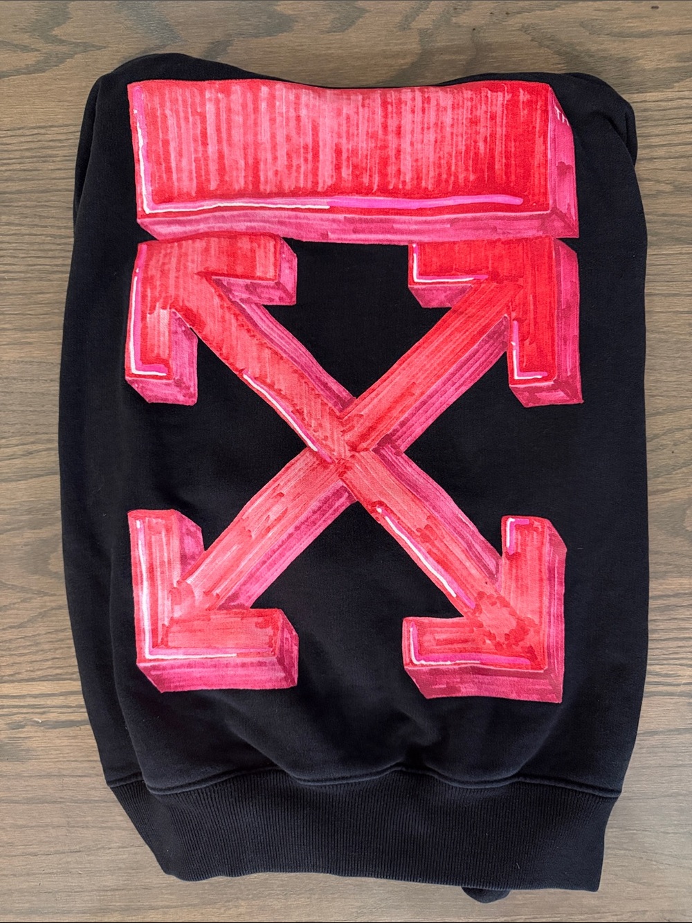 Off-White by Virgil Abloh Marker Over Black Crewneck Hoodie Sweatshirt